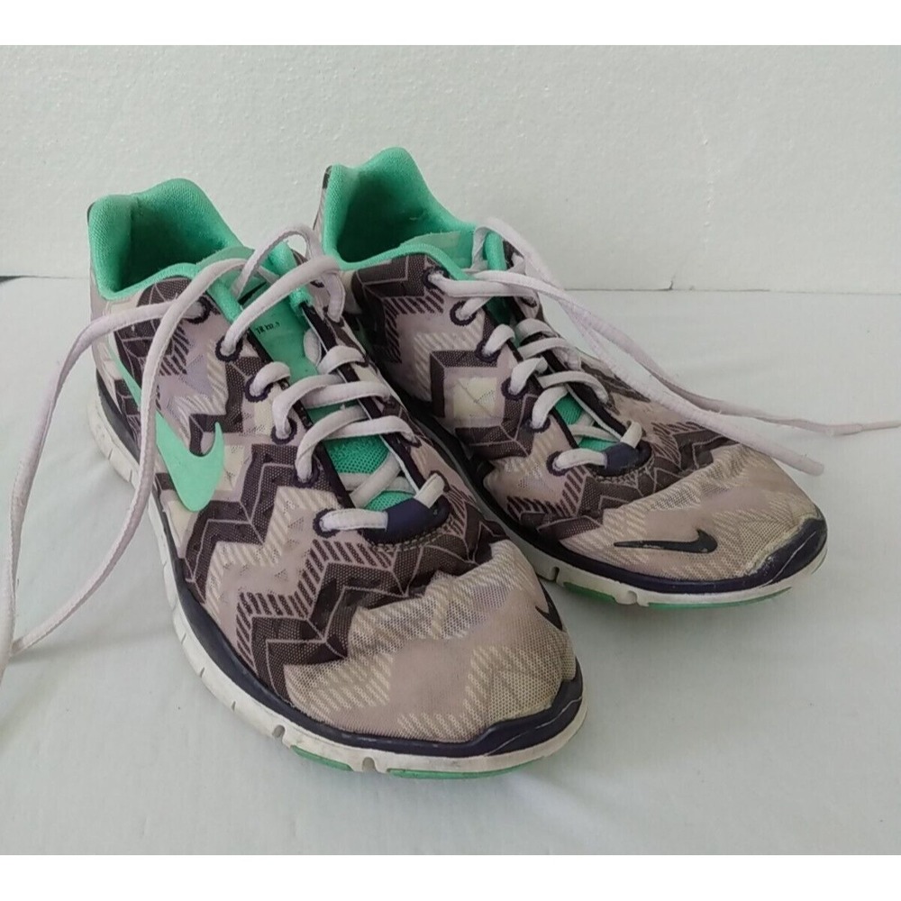 Nike Free TR Fit 3 Size 8 Purple Green White Chevron Women's Running Shoes